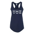 thumbnail image 2 of Cheerleading Eat Sleep Cheer Girl Sports Ladies Racerback Tank Top, Navy, X-Large, 2 of 3