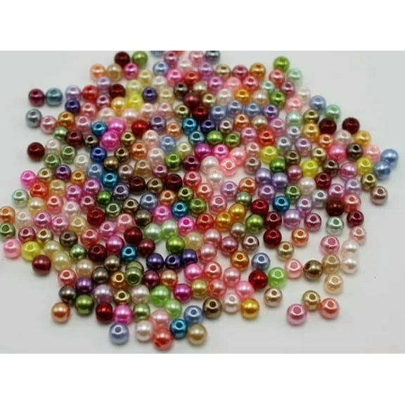 EOEMY 5000Pcs 4mm Plastic Faux Pearl Round Beads Imitation Pearl Mini Spacer Wholesale-Mixed Colour