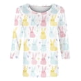 thumbnail image 5 of Womens Easter Day Tops Casual Festive Easter Day Print Top 3/4 Sleeve Round Neck Blouse Holiday Season Shirt Tees Spring Clothes My Items, 5 of 6