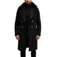 thumbnail image 2 of Gamivast Trench Coat Men Big and Tall Double Breasted Long Overcoat with Fleece Collar Winter Warm Pea Coat Heavyweight Outerwear Windproof Jacket, 2 of 6