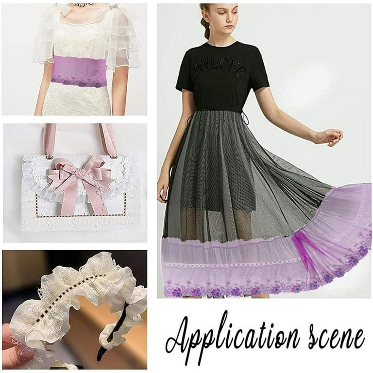 5 Yards Purple Floral Lace Trim Ribbon 7.5 Inch Wide Sewing Embroidered  Mesh Tulle Fabric Edge Vintage Flower Lace Trim Net for Dress Webbing  Bridal Applique DIY Craft Decor Accessories 5yards - Walmart.com