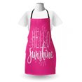 thumbnail image 3 of Hello Sunshine Apron, Calligraphy Design with Laurel Leaves Abstract Pink Background Hand Drawn, Unisex Kitchen Bib with Adjustable Neck for Cooking Gardening, Adult Size, Pink White, by Ambesonne, 3 of 4