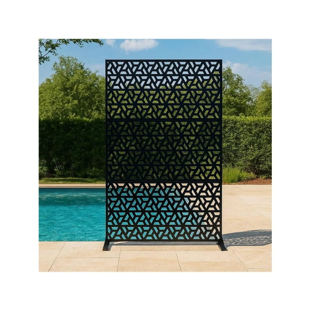 72-pulgada h x 47-pulgada w metal outdoor privacy screen freestanding decorative fence para patio lawn garden deck balcony y home outdoor divider con stand