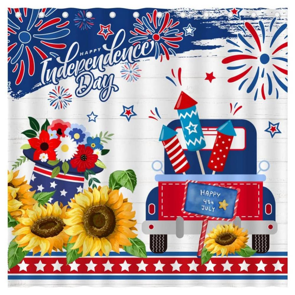 4th of July Shower Curtain, Patriotic Memorial Day Independence Day