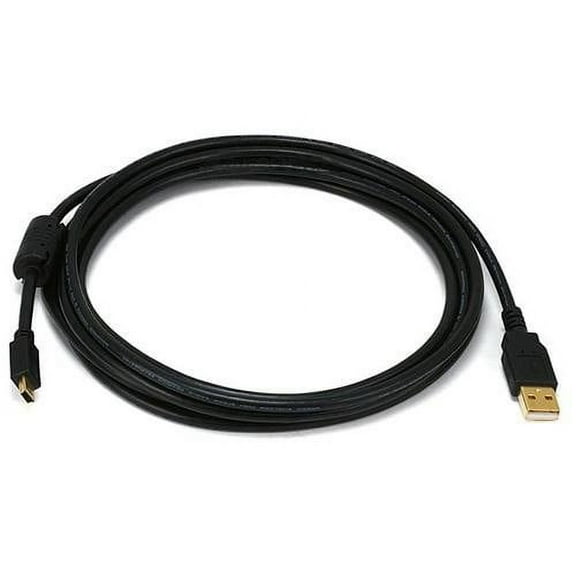 USB 2.0 MALE A to MINI B 5 PIN Gold Plated Cable 10FT Black [PC]