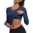 thumbnail image 4 of tarylea Women's Yoga Tops Ribbed Knit Crew Neck Tops Slim Fitted Tops Long Sleeve Shirts Athletic Sports Tops, 4 of 8