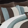 thumbnail image 3 of Chezmoi Collection 8-Piece Luxury Striped Comforter Set (Blue/Brown/Beige, California King), 3 of 5