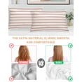 thumbnail image 3 of Red Striped Pillow Cases Standard Size Set of 2, Smooth Satin Pillowcase for Hair and Skin, Rustic Red Stripe Modern Art Beige Decorative Cooling Bed Pillow Covers with Zipper, 20x26 Inches, 3 of 5