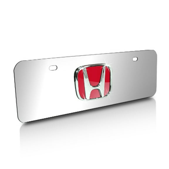 Honda Red 3D Logo Half-size Chrome License Plate