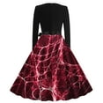 thumbnail image 3 of Riecok Fall Dresses for Women Long Sleeve Vintage Fall Classy Swing Dress Flowy V-Neck Long Sleeve Evening Party Prints Fall&nbsp;Winter&nbsp;Clothes Red XL, 3 of 4