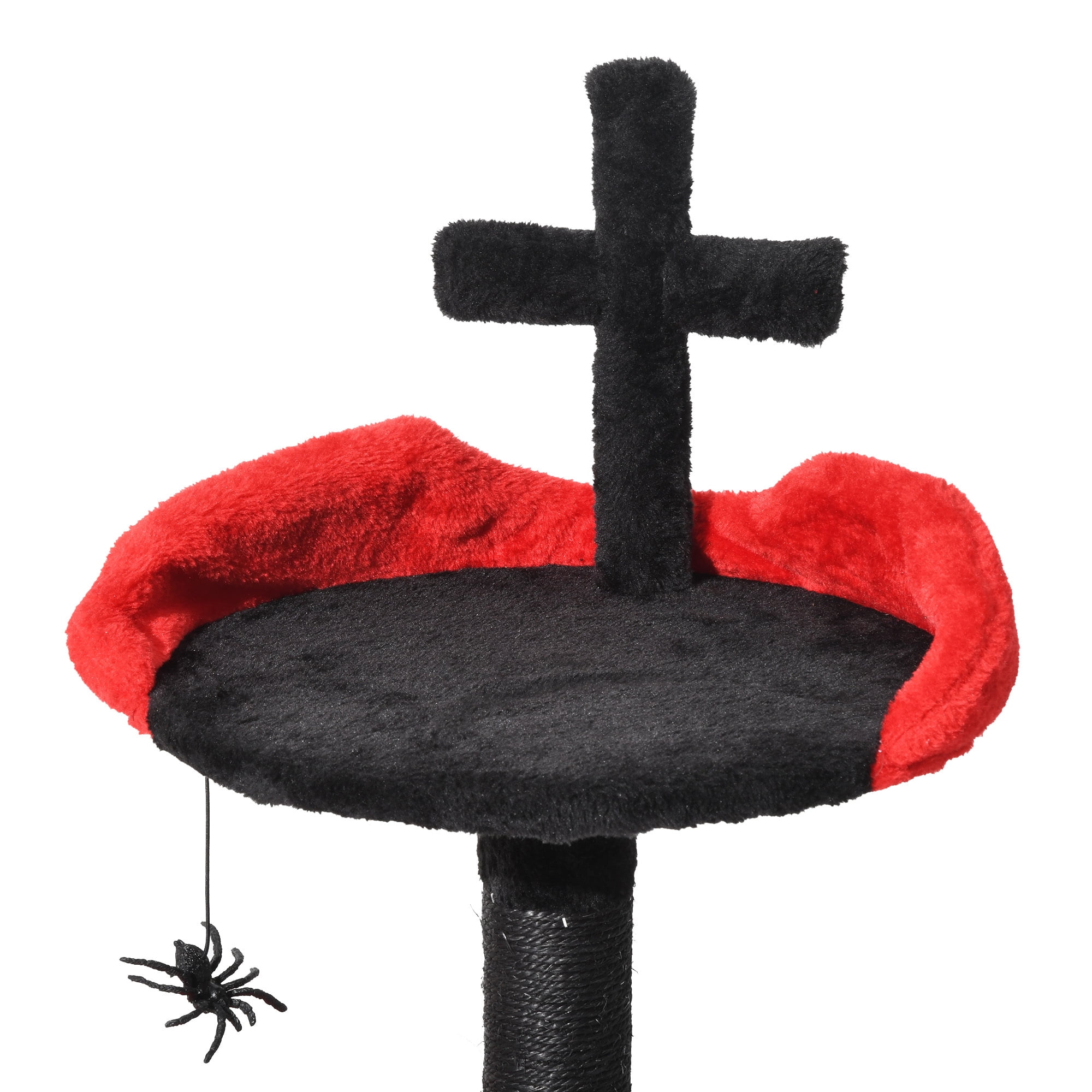 Uforic 38.5" Gothic Cat Tree with Coffin Bed, Tall Halloween Cat Tower for Indoor Cats with Sisal Scratching Posts, Black