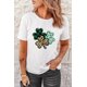 thumbnail image 2 of ABPHQTO Camiseta gráfica de manga corta con estampado de trébol de leopardo a cuadros blancos para mujer, 2 of 5