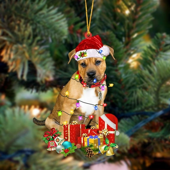 Acrylic 2D FLAT Pitbull Boxer Mix-Dog Be Christmas Tree Hanging Ornament