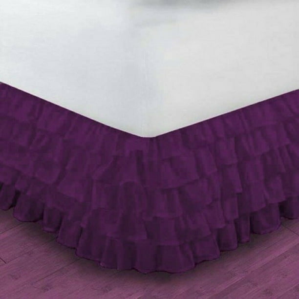 NEW 1PC QUEEN PLUM GYPSY RUFFLED EYELET SKIRT MULTILAYERED BED DRESING BEDDING 18" DROP SKIRT