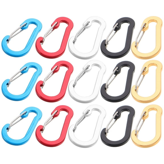 Worgeous 20pcs D Shaped Aluminum Alloy Snap Clip Key Chain Carabiner Hook Keychain Camping Spring Snap Hook