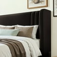 thumbnail image 4 of Einfach Full Size Upholstered Bed Frame, Platform Bed with Velvet Wingback Headboard, Black, 4 of 11