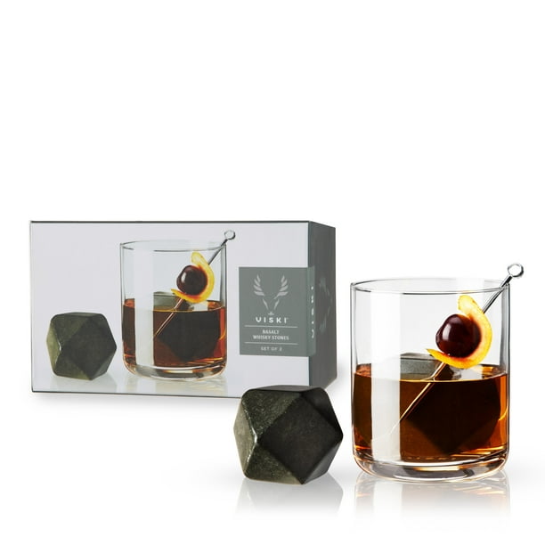 Viski XL Glacier Rocks Hexagonal Extra Large Cocktail Rocks,Black