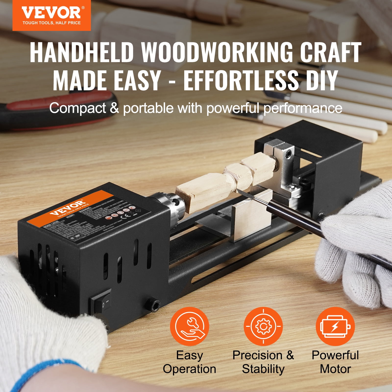 SKYSHALO Mini Lathe Machine 24V 96W Mini Wood Lathe Tools 2.76 in x 6.3 in 7 Speeds