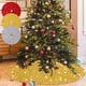 thumbnail image 1 of Falda de árbol de Navidad con lentejuelas 48x48 en | Esterilla navideña brillante, Rojo Plata Oro | Alfombra redonda de poliéster, antideslizante, decoración moderna para el dormitorio del salón, 1 of 6