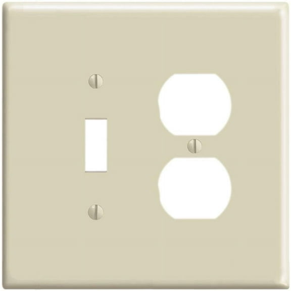 Leviton 86105 Ivory Oversize Two Gang Combination Toggle Switch Duplex Receptacle Wall Plate