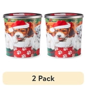 (2 pack) Great Value Puppies in Fireplace Stockings Popcorn Tin