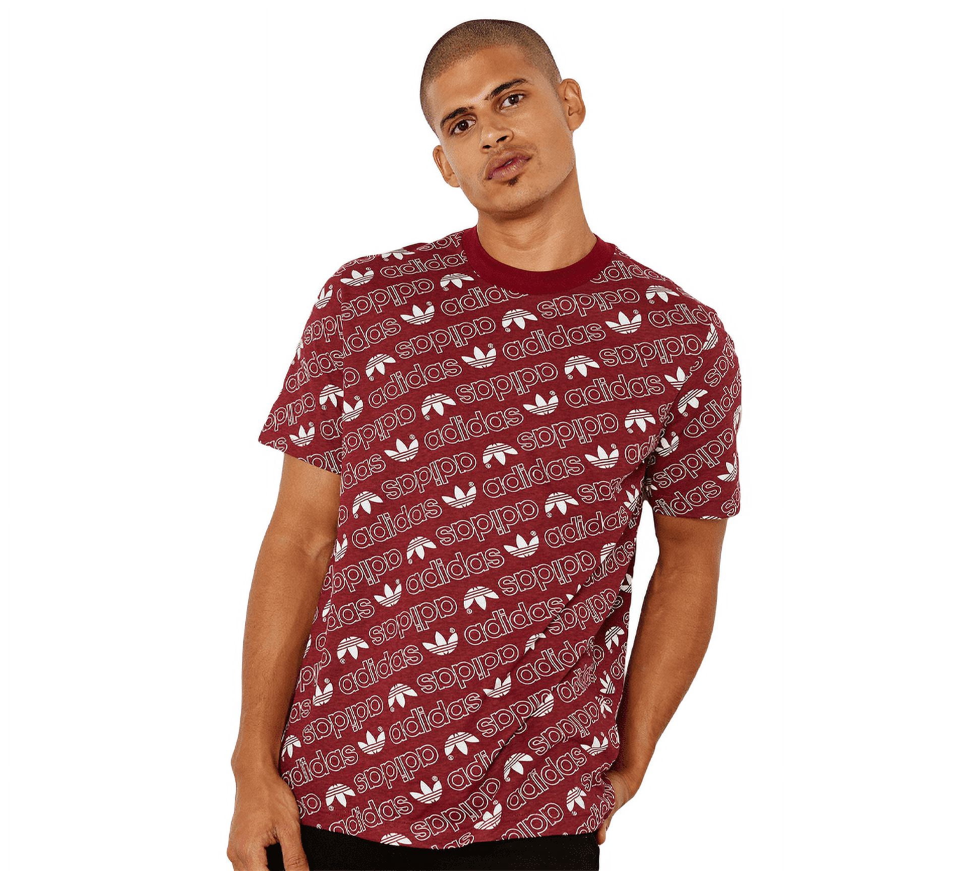 Adidas Men's Monogram T-shirt Burgundy Printed UK M