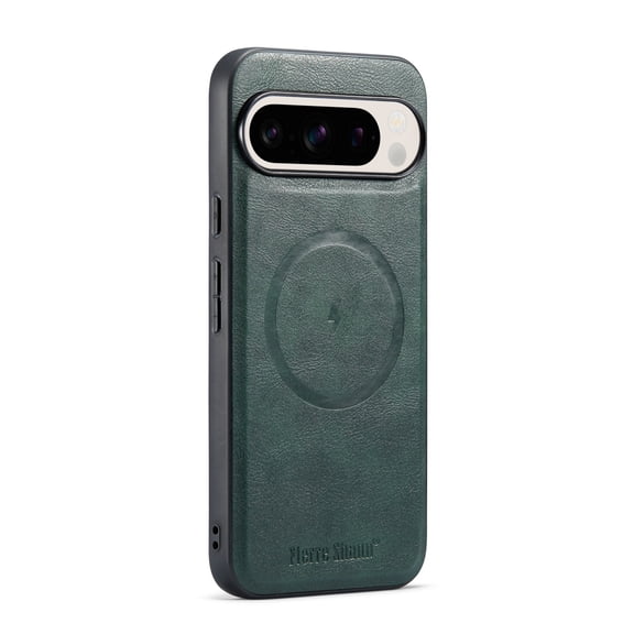 Phone Case for Google Pixel 9 Pro XL, Compatible with MagSafe, PU Leather Back Case, Vintage Protective Ultra Slim Shockproof Classic Durable Magnetic Phone Case for Google Pixel 9 Pro XL, Green