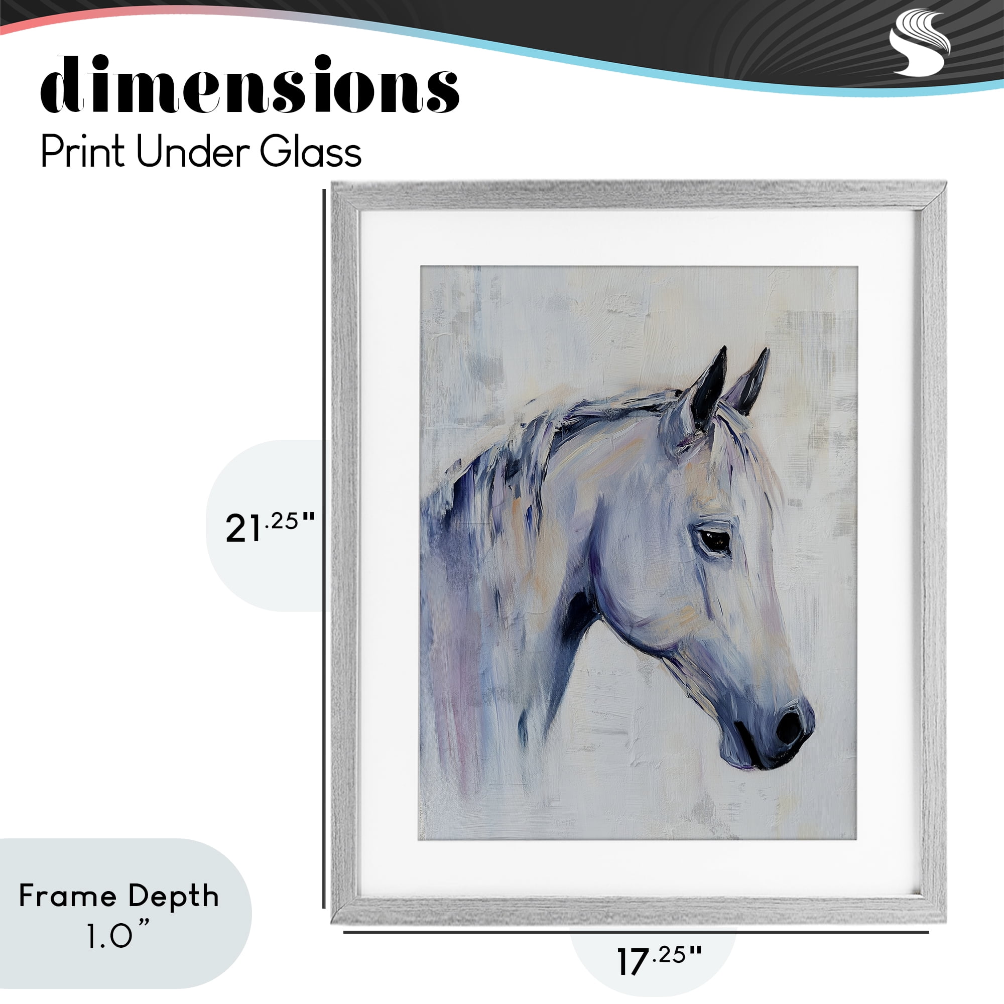 Stupell Industries Majestic Spirit Horse Portrait Gray Framed Print Under Glass, design by Svetlana Aleynikova