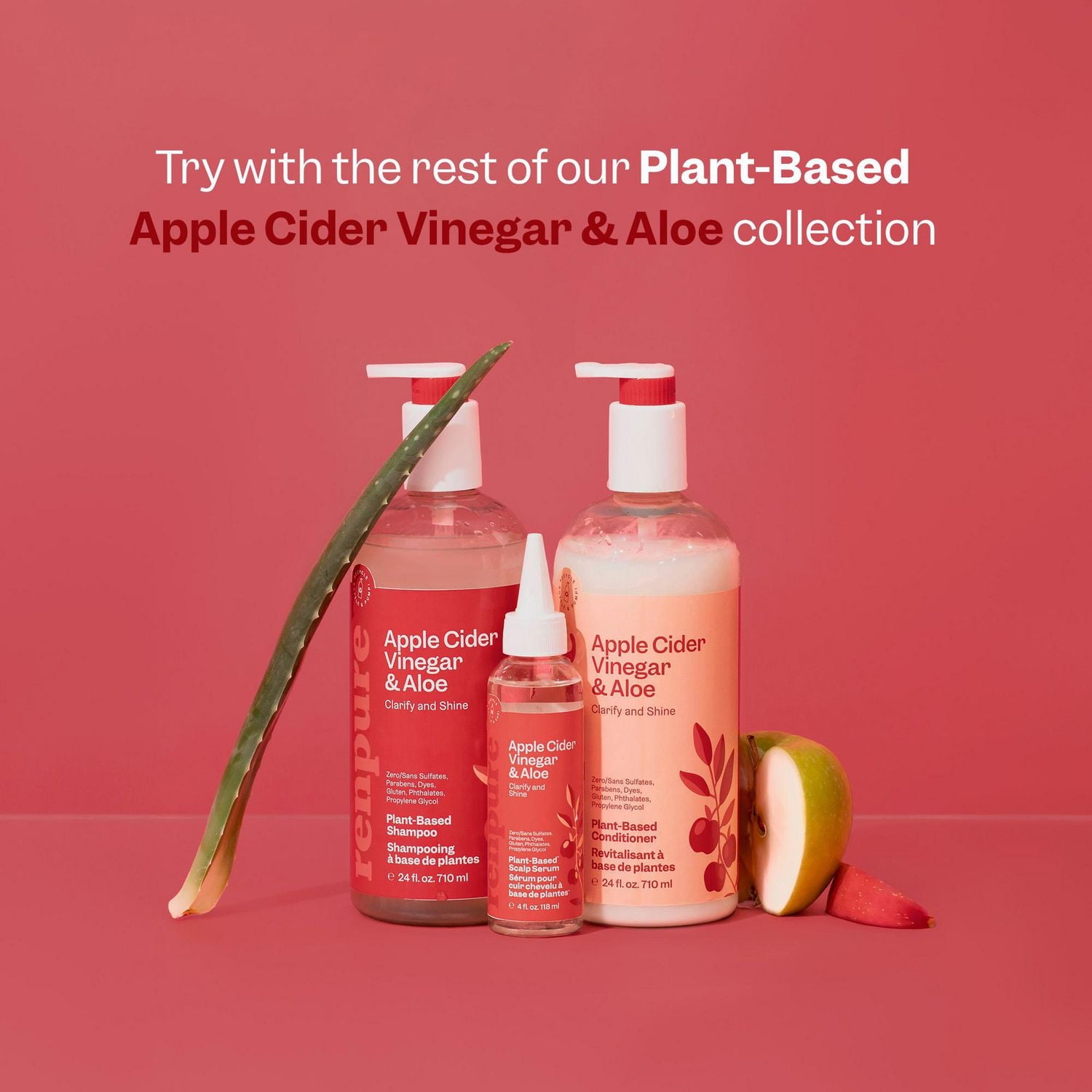 Renpure Apple Cider Vinegar Scalp Serum, Plant-Based – Detoxifies, Balances & Hydrates Scalp for Softer, Shinier Hair - 4 Fl Oz