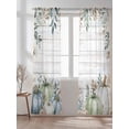 thumbnail image 2 of Fall Sheer Curtains 84 inches Long, Pumpkin Green Eucalyptus Leaves Flowers Wood Grain Light Filtering Sheer Window Curtains Rod Pocket Voile Drapes for Bedroom Living Room, 52"W x 84"L 2 Panels, 2 of 7
