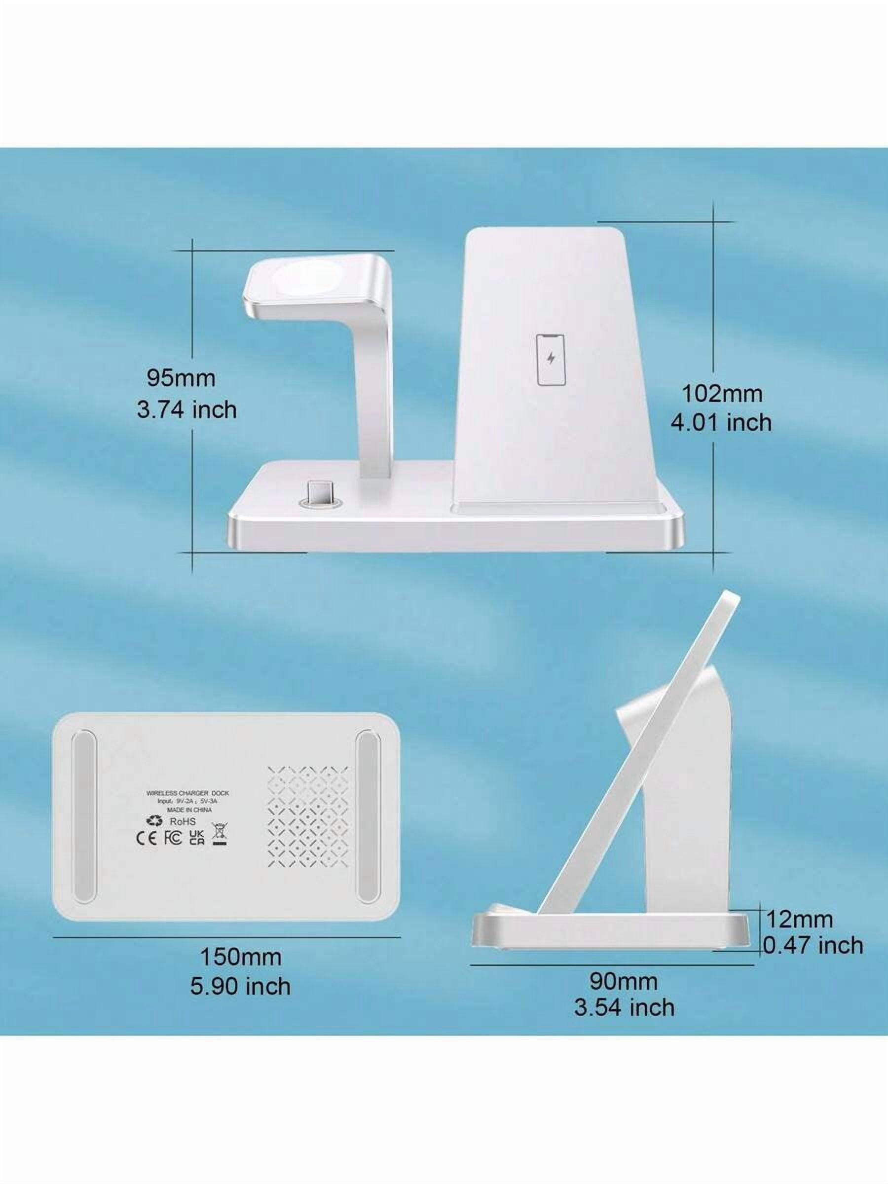 3 in 1 Wireless Charger Stand for iPhone 14-6, Apple Watch Ultra/SE/10-2, AirPods 4/3