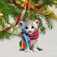 thumbnail image 3 of Snow leopard Christmas Pendant under $5! Xqxayjr Snow Leopard Christmas Ornament, Cute Animal Hanging Decor for Car Home, Acrylic Christmas Decoration Gift, 3 of 3