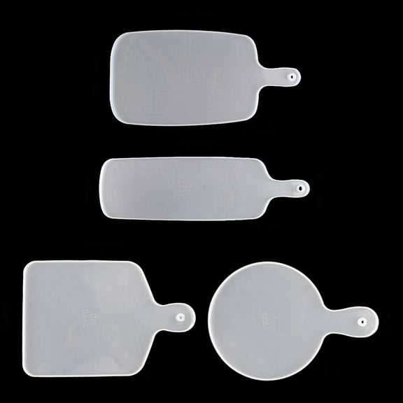 Necvior 4 Pcs Thick Resin Tray Molds DIY Large Serving Handle Board Silicone Molds