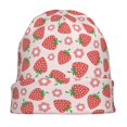 thumbnail image 7 of Naloa Strawberry Flower Soft Beanie Hat, Knit Beanie Daily Beanie in Fine Knit for Women Men Winter Travel, Outdoor, 7 of 7