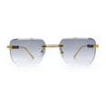 thumbnail image 5 of Mens Luxury Urban Gangster Beveled Rimless Rectangle Sunglasses Gold - Smoke, 5 of 8