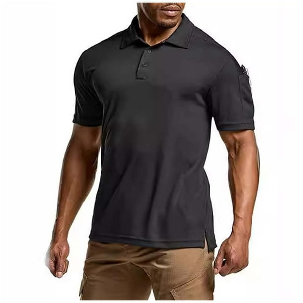 Camiseta de manga corta lisa con solapa para hombre: camiseta informal transpirable, estilo deportivo, combina con leggings/vaqueros, tallas S-XXXL.
