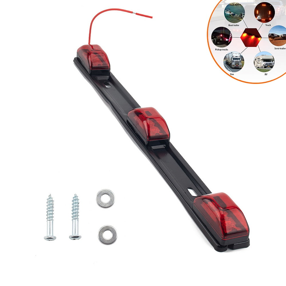 Red 9 LED ID Bar Marker Tail Black with Stainless Steel Bracket IP67 Waterproof for Truck