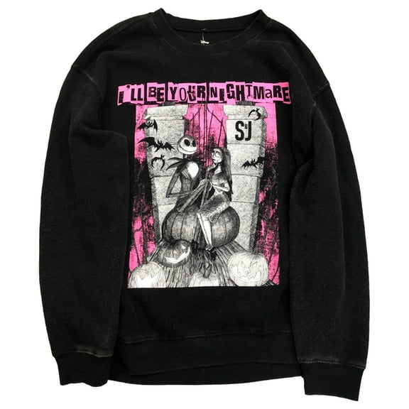 Disney Womens Gray Jack Skellington Nightmare Before Christmas Sweatshirt Medium