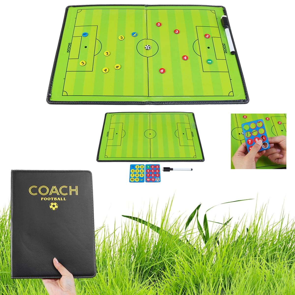 21inch Magnetic Football Trainer Tactical Board Folding Leather Professional 