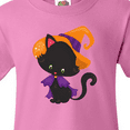 thumbnail image 4 of Inktastic Black Cat, Cat Wearing Witch Hat, Halloween Youth T-Shirt, 4 of 5