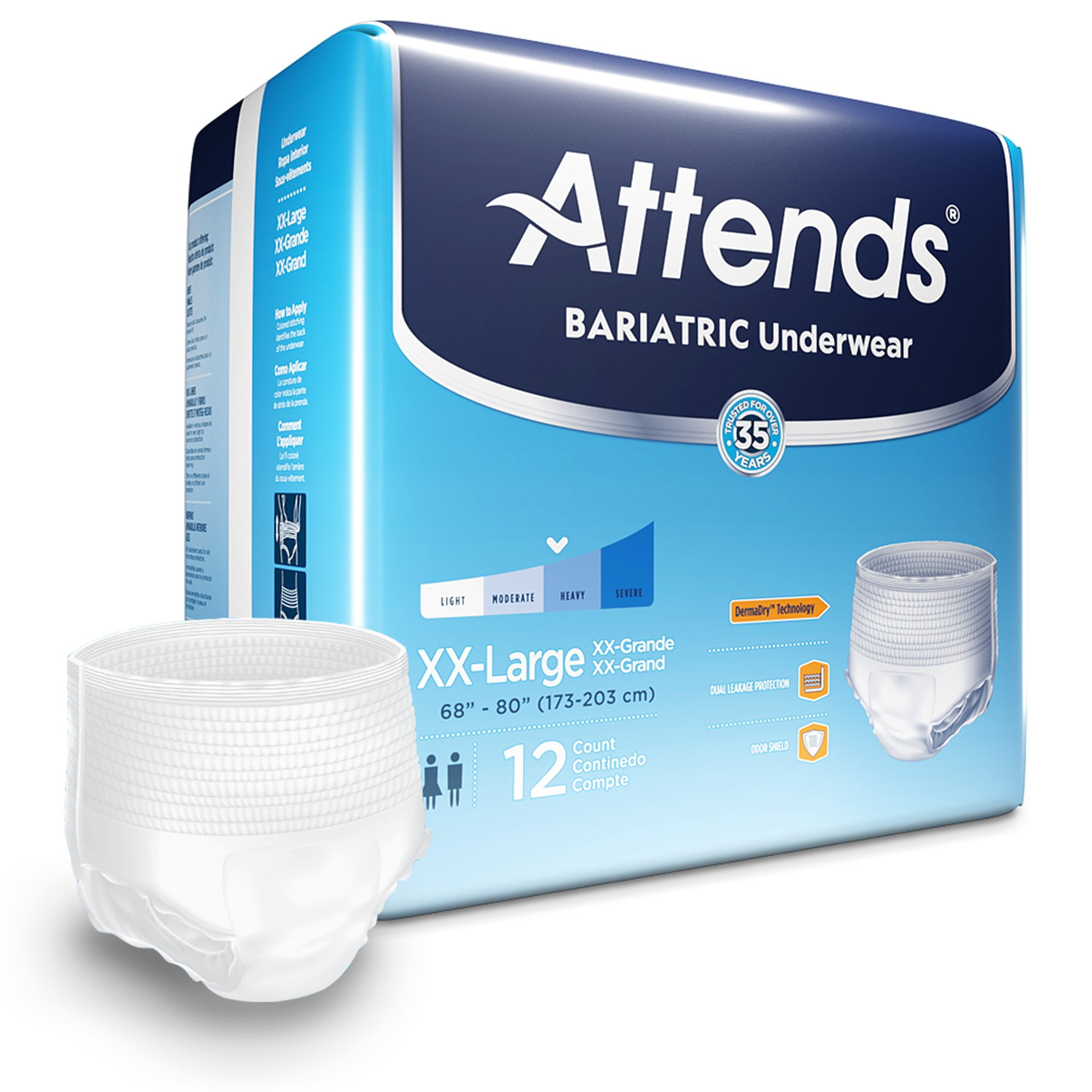 Attends Bariatric Disposable Underwear AU50, 2XLarge, 48 Ct Walmart