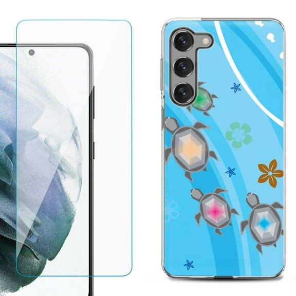 Shockproof Fashion Phone Case for Samsung Galaxy S23 5G, by OneToughShield ® - Happy Turtle