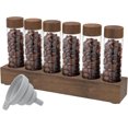 thumbnail image 1 of HUGFEGWE Single Dose Coffee Bean Storage Tubes Coffee Bean Cellars with Walnut Wood Display Stand and Funnel Multipurpose Coffee Bean Glass Vials With Lids (6pcs-Short style) CJB91-83051, 1 of 8