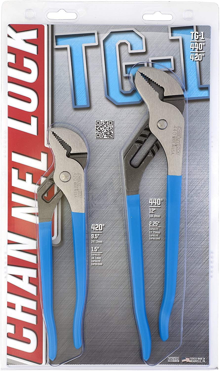 Channellock TG-1 2 Piece 9-1/2-Inch and 12-Inch Tongue and Groove Plier Gift Set — Residential Use, Standard Application