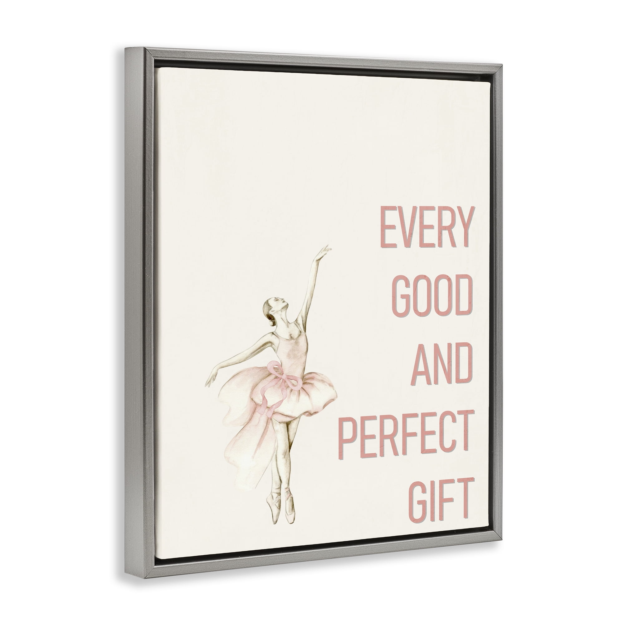 Good & Perfect Gift Ballerina Gray Framed Floater Canvas Wall Art, design by Kim Allen