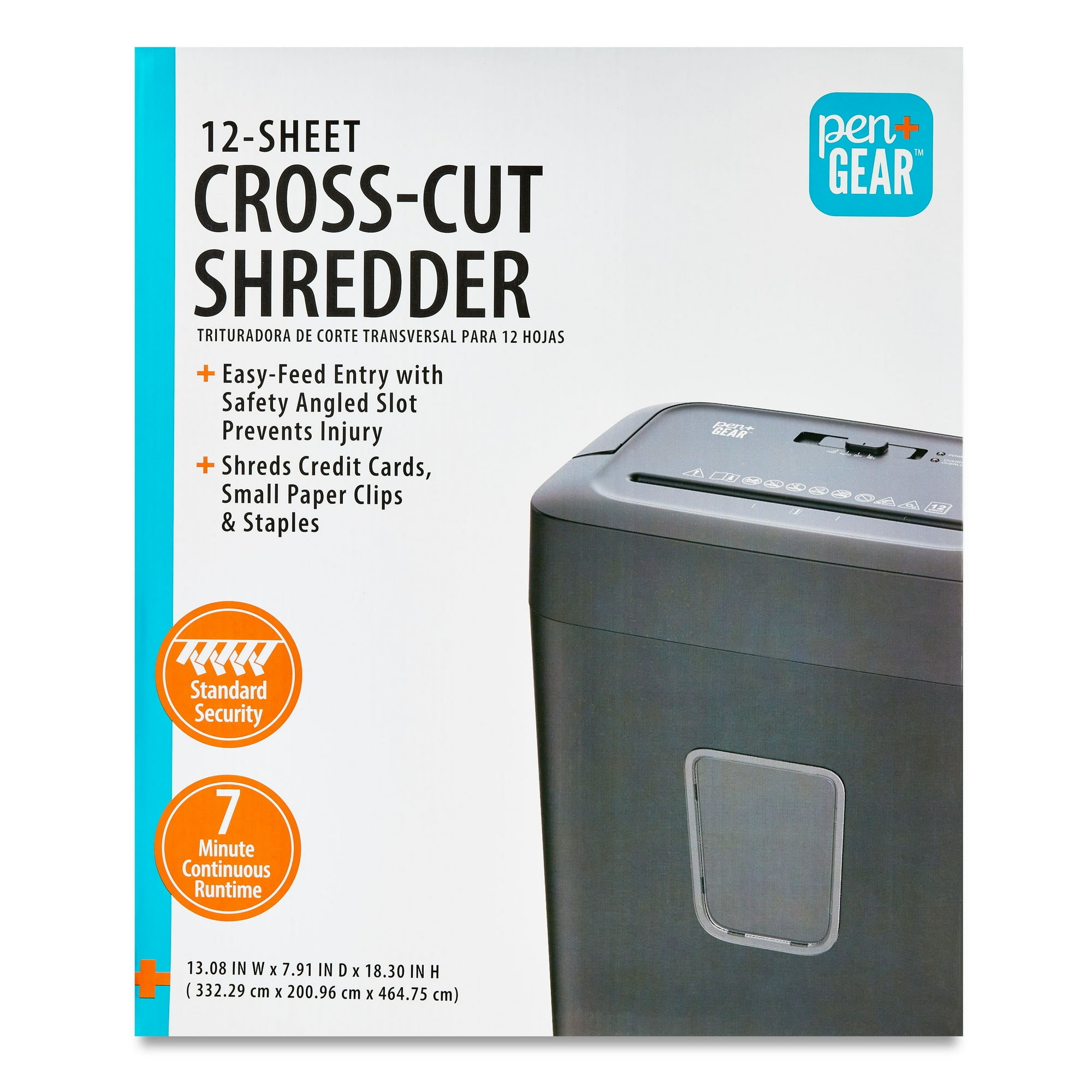 Pen+Gear 12-Sheet Cross-Cut Paper and Credit Card Shredder, 5.55 gal Bin, Black, Home and Office Use