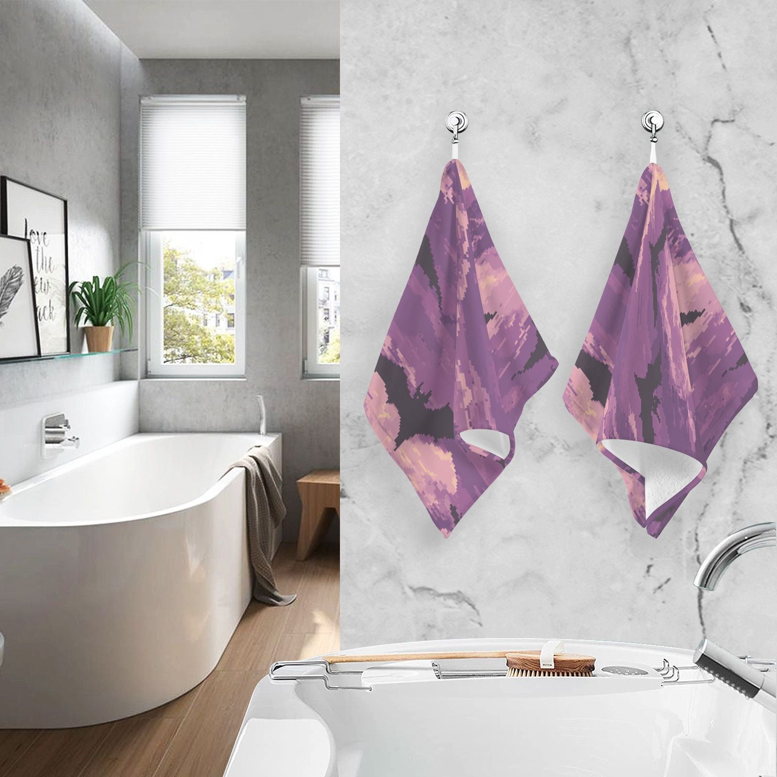 Pixel Bats Hand Towels Cotton Bath Towels Large Face Towels Absorbent for Bathroom 2 Packs