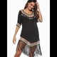 thumbnail image 5 of Vestido para Mujer - Cuello en V, Crochet, Mezcla de Algodón, para Playa y Verano. Negro Talla Única, 5 of 7