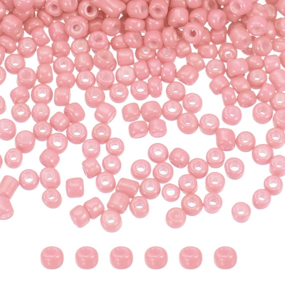 Uxcell Glass Beads 3mm Hole Loose Beads for Bracelet Earring Jewelry Making, Hair Braiding, Watermelon Pink