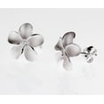 thumbnail image 2 of Hawaiian Jewelry Sterling Silver Hawaii Plumeria Flower Pierced Earring  10mm Diameter, 2 of 3